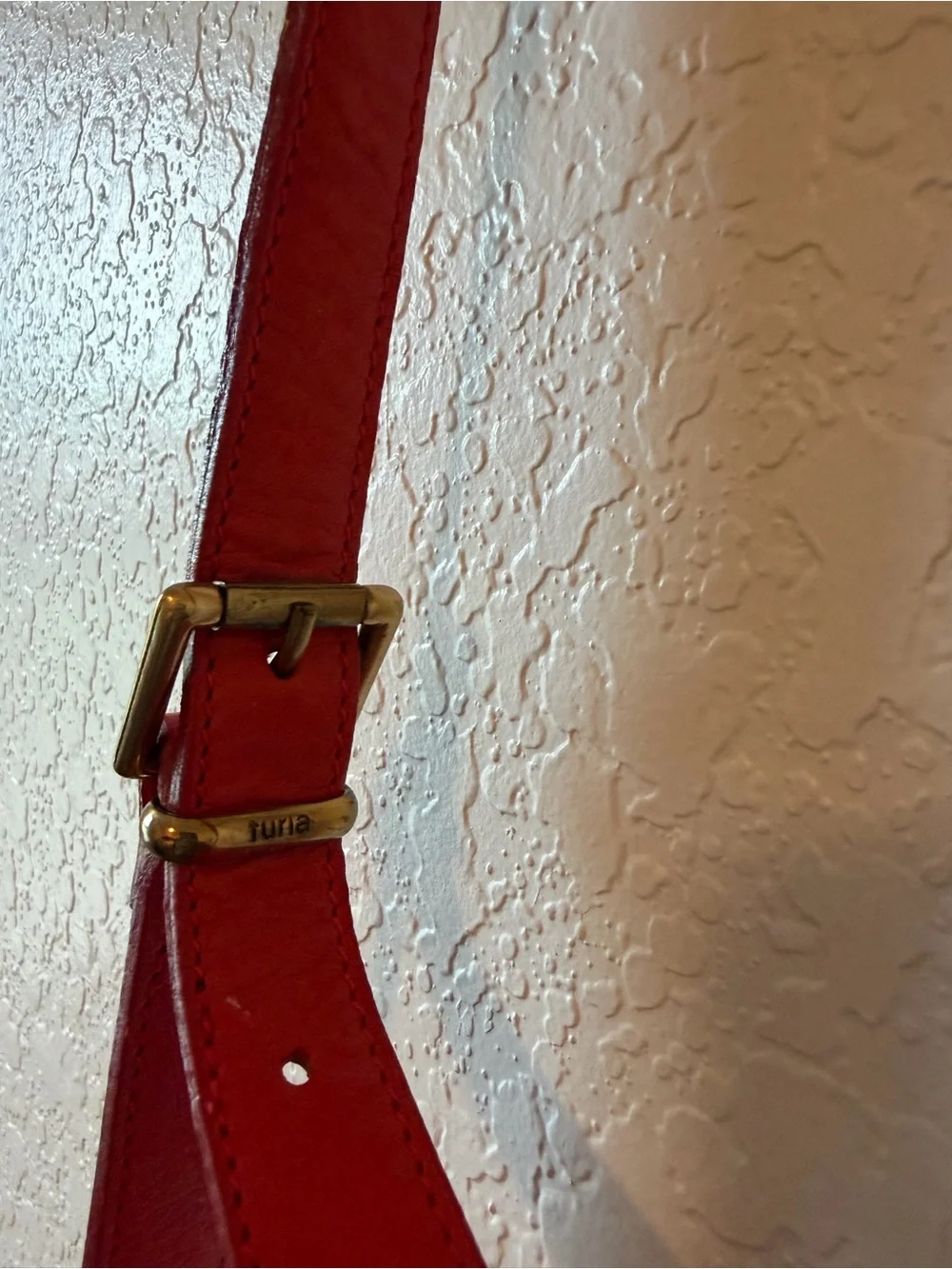 Vintage FURLA Red Leather Crossbody Bag Made in Italy Turnlock Shoulder Purse